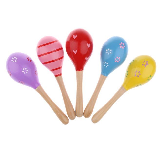 Assorted Wooden Festival Maracas Educational Toy for Kids Children's Percussion Instruments 5-Pieces