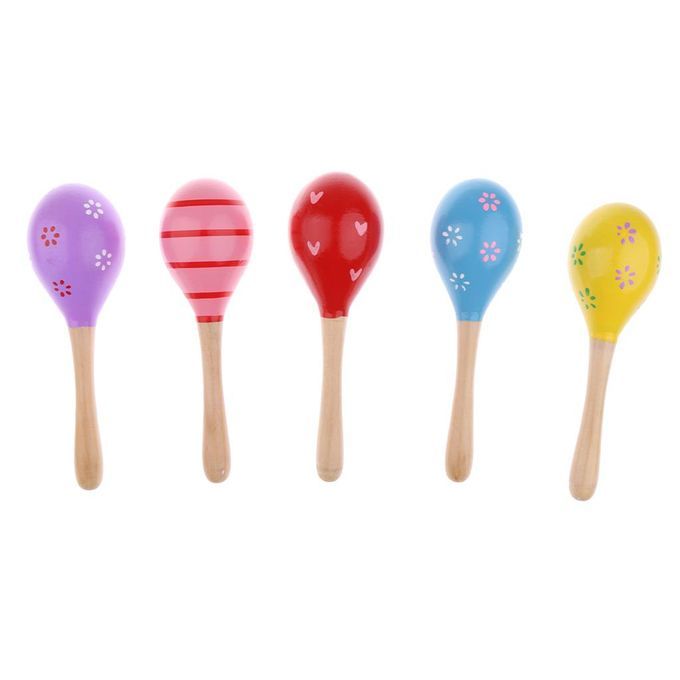 Assorted Wooden Festival Maracas Educational Toy for Kids Children's Percussion Instruments 5-Pieces