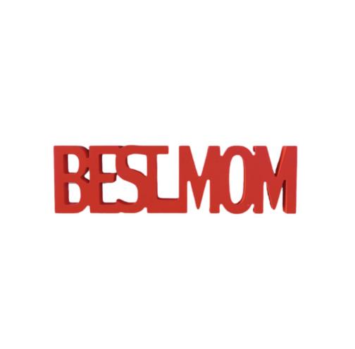 Freestanding Wooden Letter Best Mom Mother's Day Gift Red Color