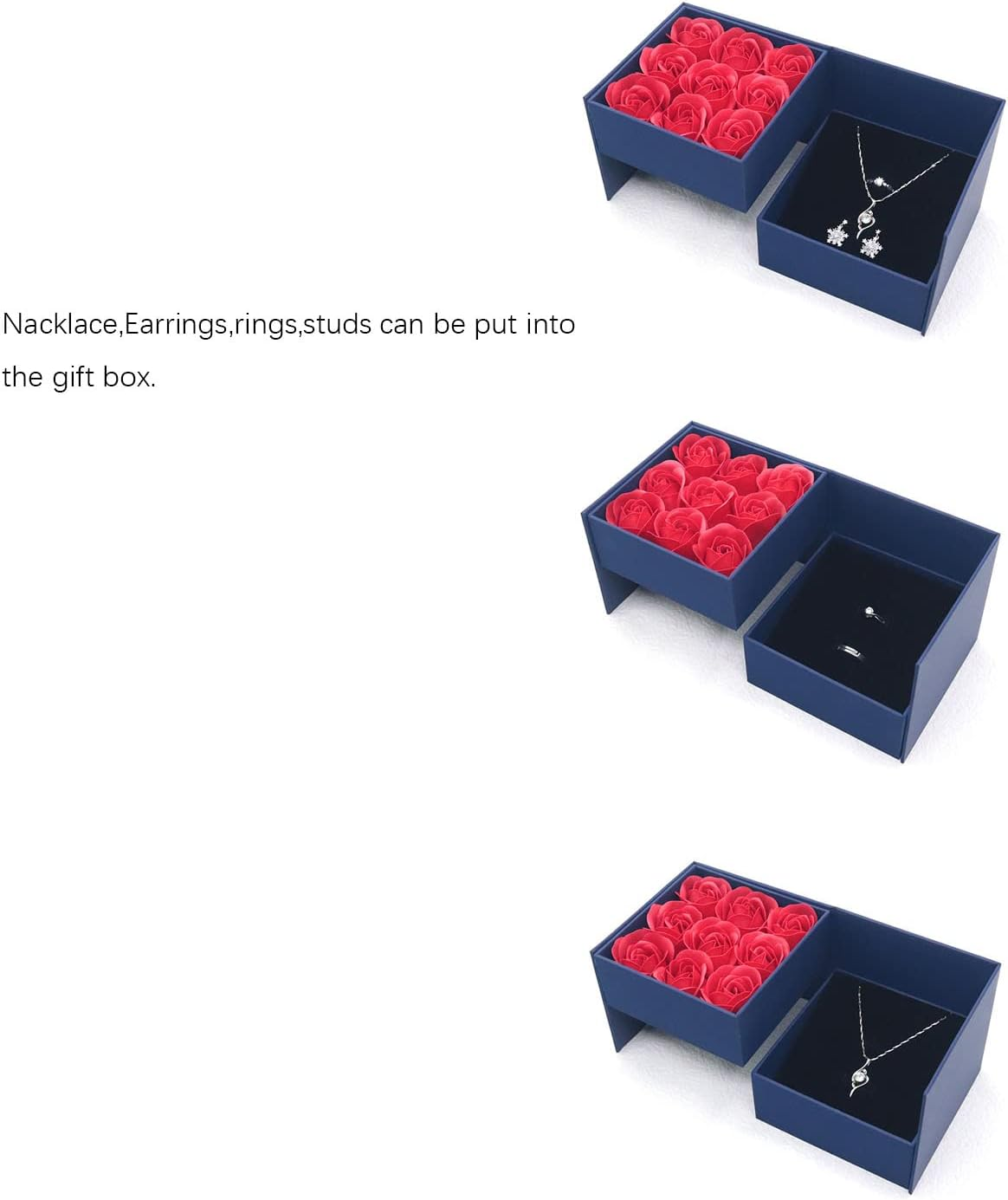 Red Eternal Roses Gift with Secret Compartment Jewelry Box