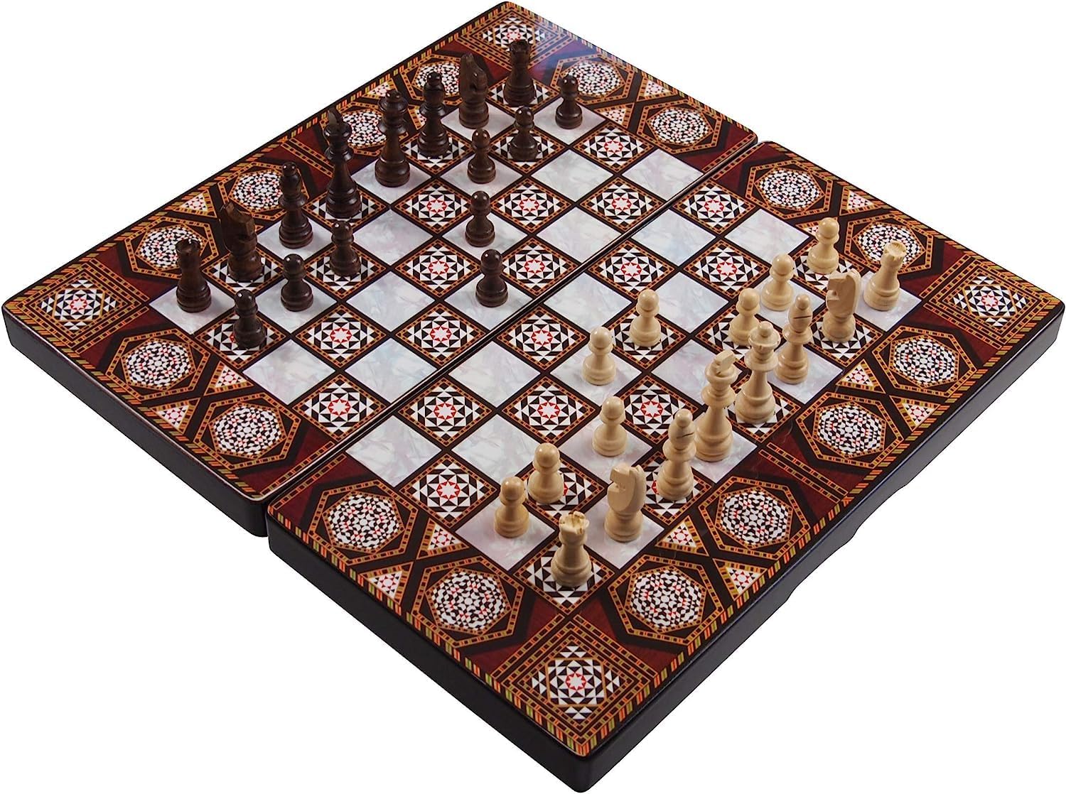 Non Magnetic 3-in-1 Board Game Chess, Checkers and Backgammon