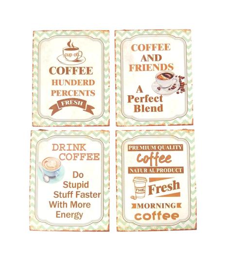 4-Pieces Assorted Retro Coffee Canvas Wall Design