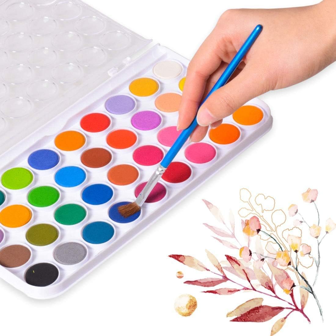 Professional Watercolor Kit +1 Watercolor Pen 36 Colors Brilliant Vibrant Colors