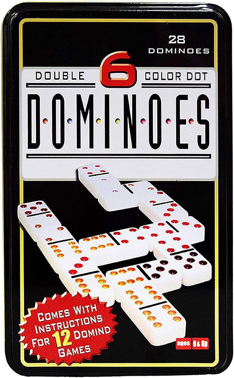 28 Pieces Double Dot Dominoes with Metal Tin Case