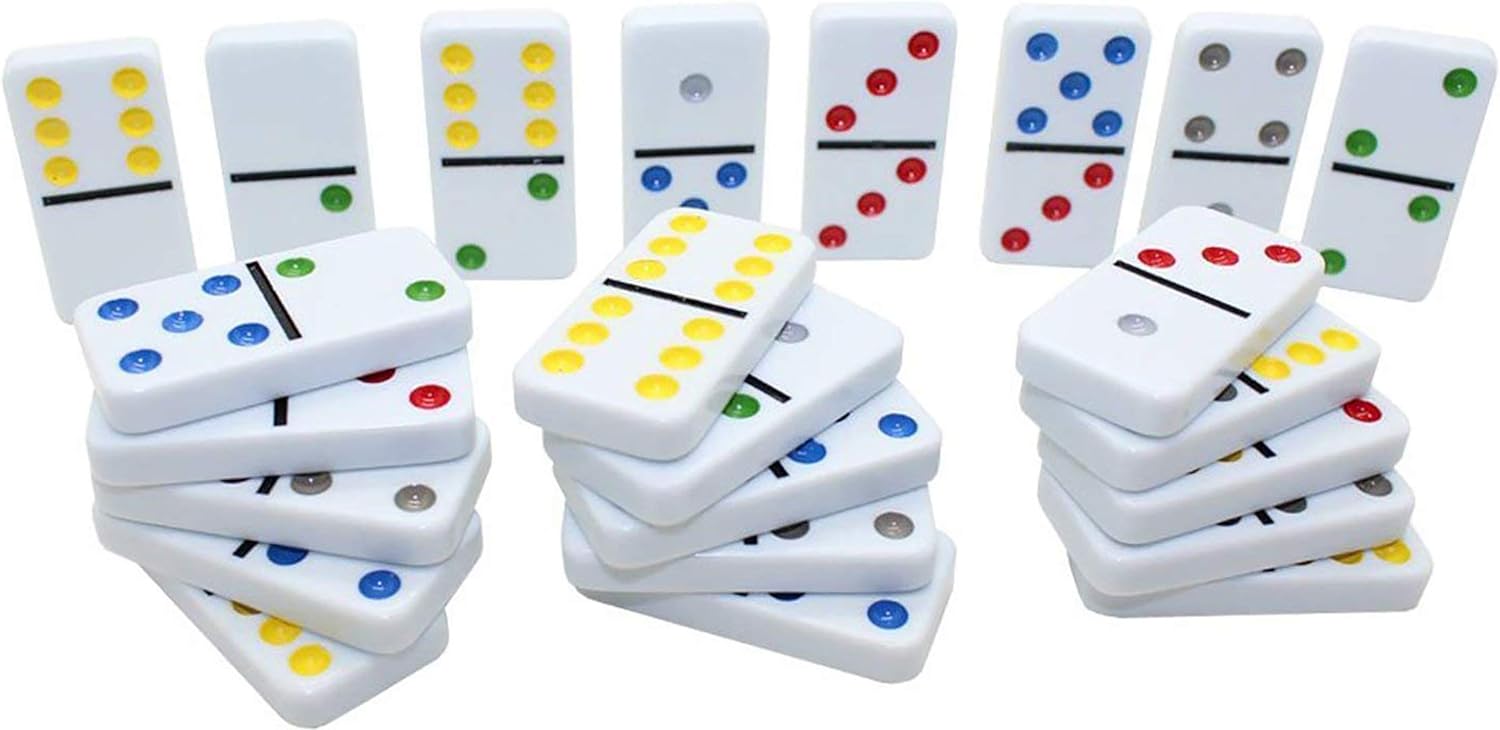 28 Pieces Double Dot Dominoes with Metal Tin Case