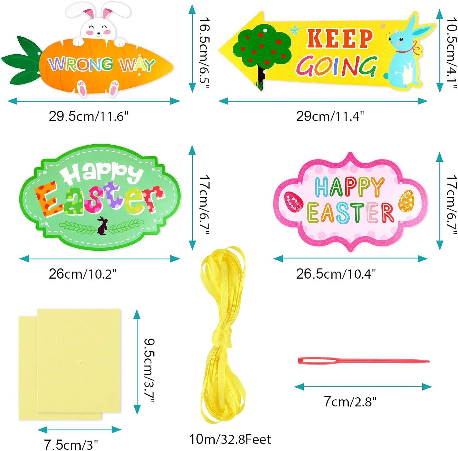 10-Pieces Easter Hunt Arrows Easter Egg Chick Signs Directions Maps Rabbit Bunny Chick for Easter Themed Party