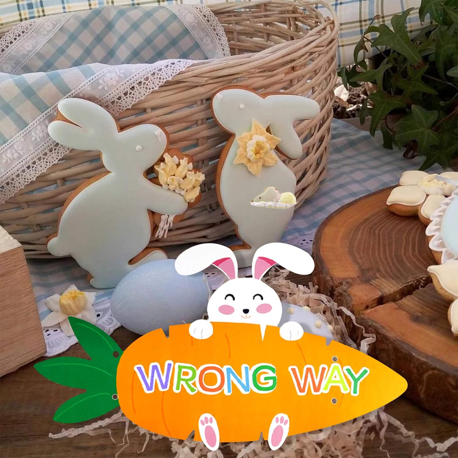 10-Pieces Easter Hunt Arrows Easter Egg Chick Signs Directions Maps Rabbit Bunny Chick for Easter Themed Party