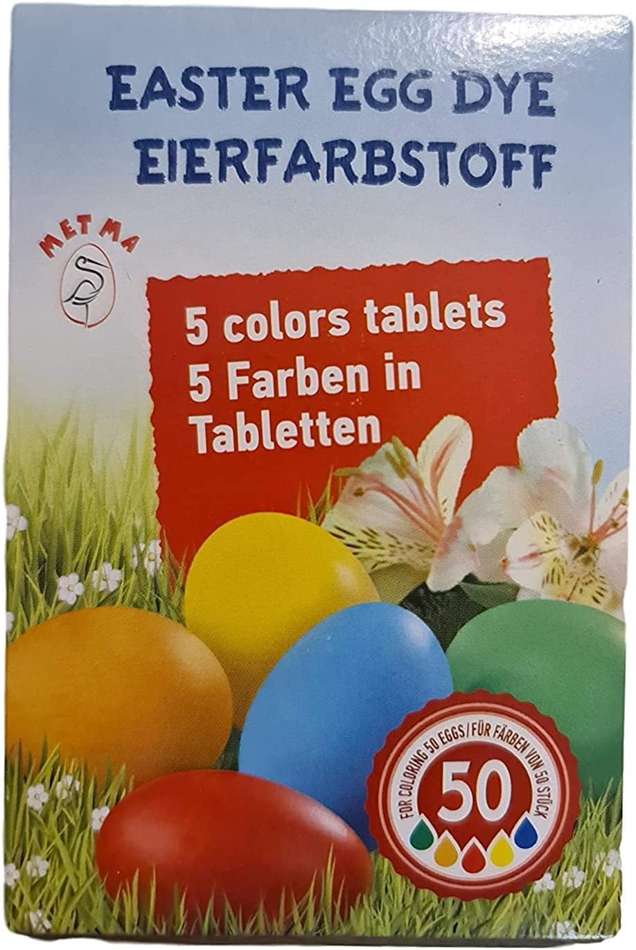 Easter Egg Dye 5-Colors Tablet for Coloring 50 Eggs