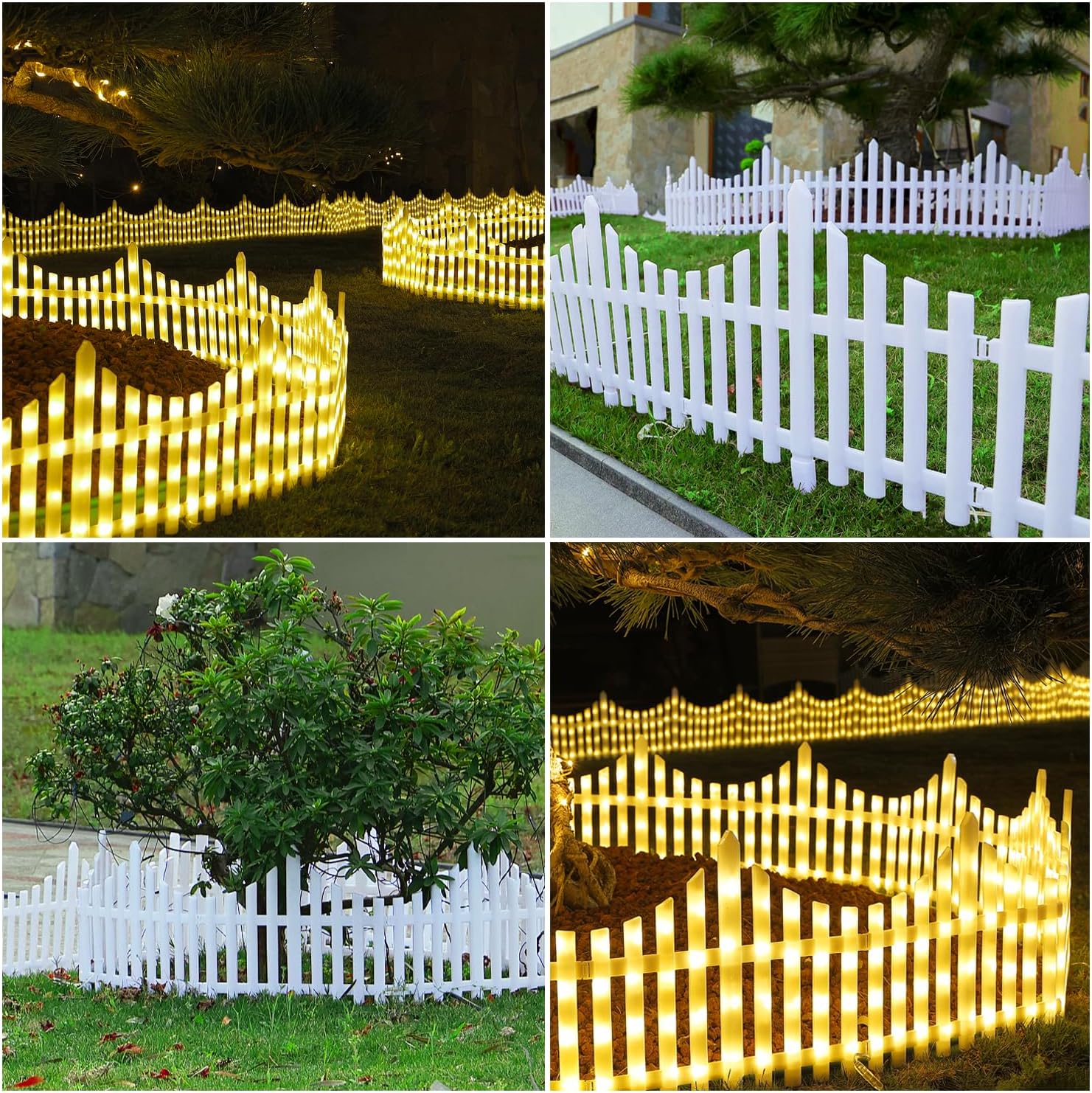 8-Pcs 288 LEDs Glowing Fence Waterproof Led Xmas Lights 8 Lighting Modes Plug in Flicker/Flash for Christmas Outdoor, Step, Fence, Yard, Patio, and Pathway
