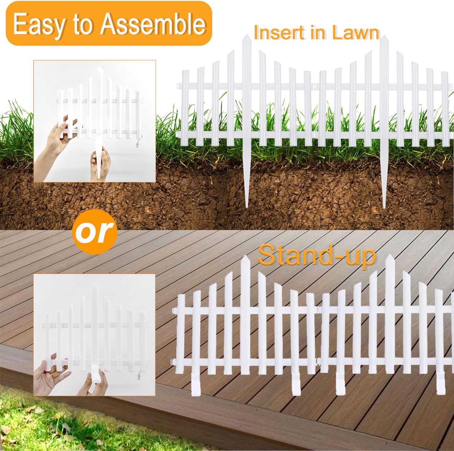 8-Pcs 288 LEDs Glowing Fence Waterproof Led Xmas Lights 8 Lighting Modes Plug in Flicker/Flash for Christmas Outdoor, Step, Fence, Yard, Patio, and Pathway