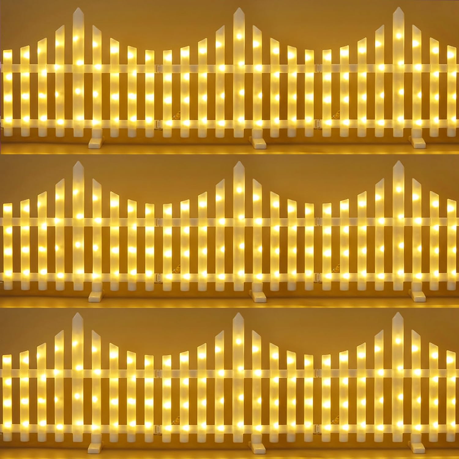 8-Pcs 288 LEDs Glowing Fence Waterproof Led Xmas Lights 8 Lighting Modes Plug in Flicker/Flash for Christmas Outdoor, Step, Fence, Yard, Patio, and Pathway