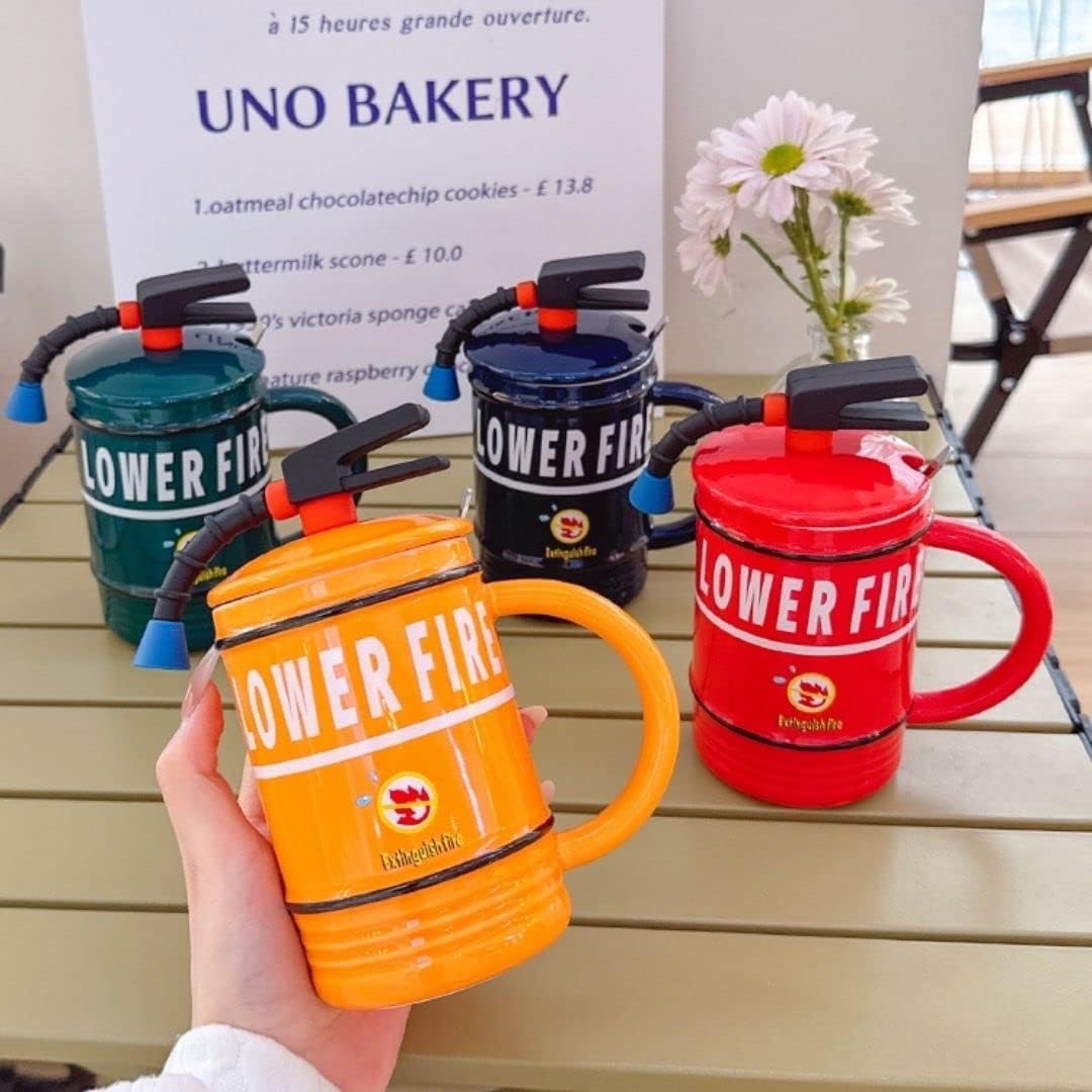 Fire Extinguisher Ceramic Cup Orange Color