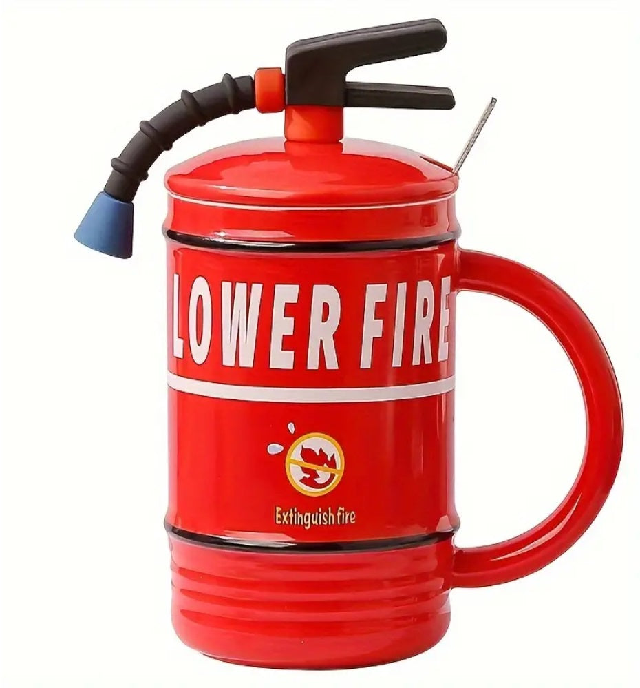 Fire Extinguisher Ceramic Cup Orange Color
