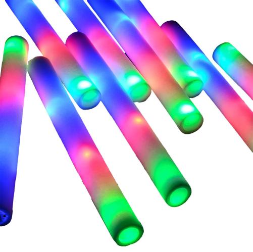 6-Pieces LED Glow Foam Sticks Multi-color with 3 flashing modes, suitable for parties, festivals and celebrations 18.5 inches