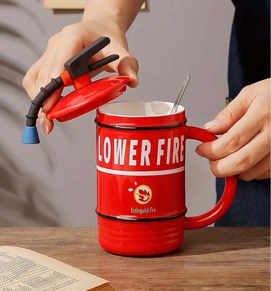 Fire Extinguisher Shaped Mug 16oz Red