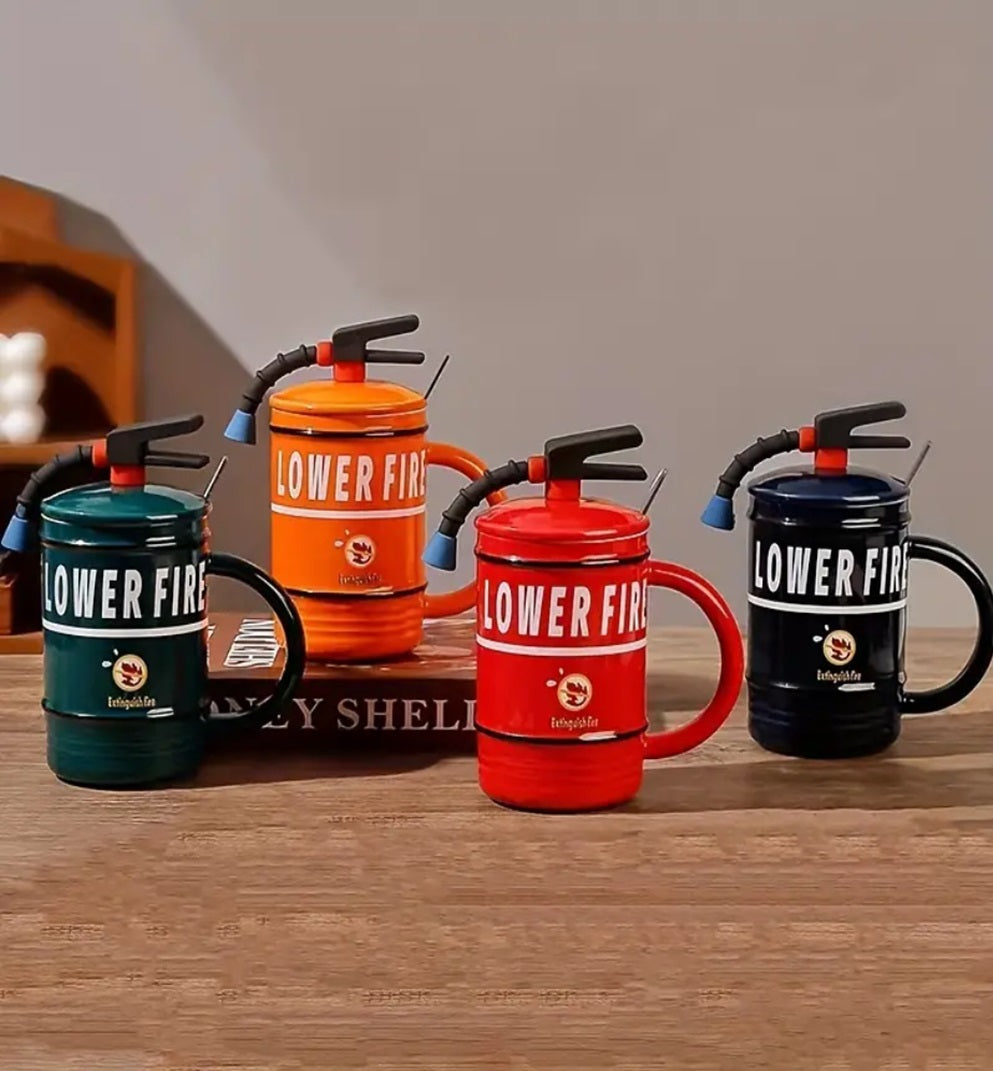 16-oz Green Color Fire Extinguisher Coffee Cup Hot or Cold Beverages