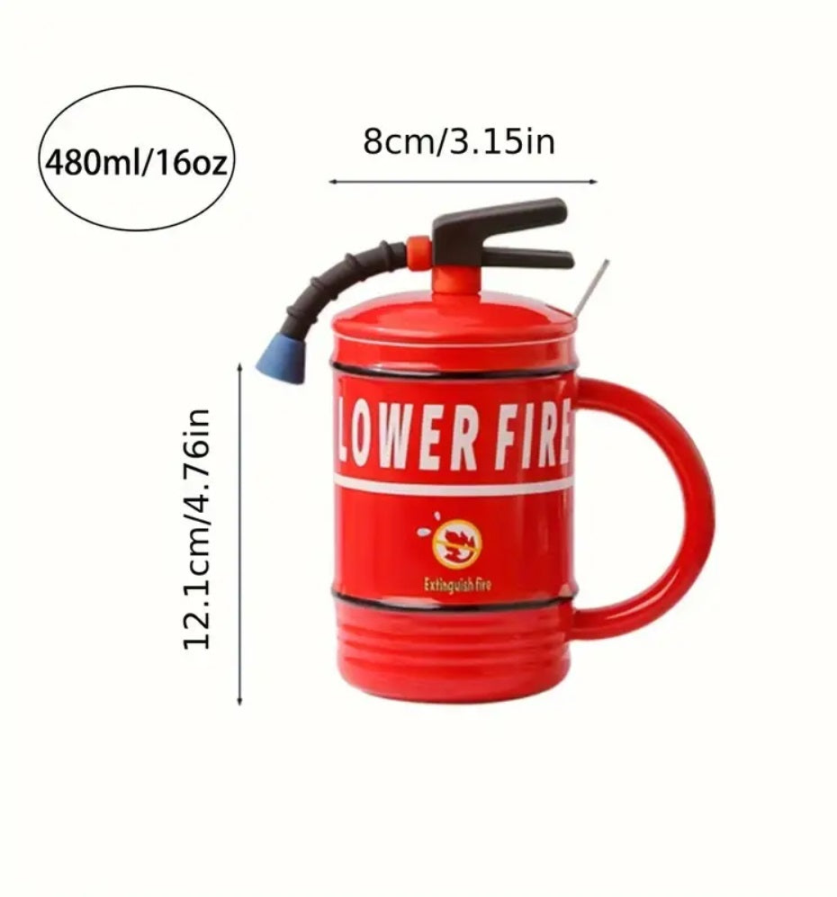 Fire Extinguisher Ceramic Cup Orange Color