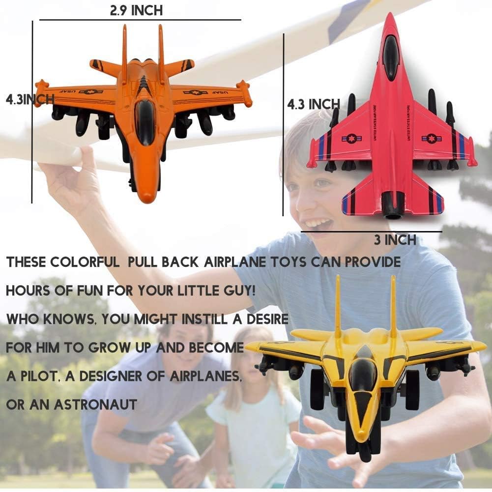 Pull Back Airplane Toy Set Die Cast Alloy 4-Pieces