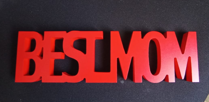 Freestanding Wooden Letter Best Mom Mother's Day Gift Red Color