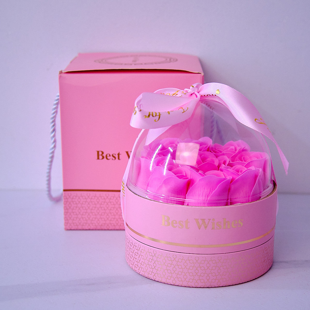 Handmade Preserved Rose Flower Jewelry Box Pink