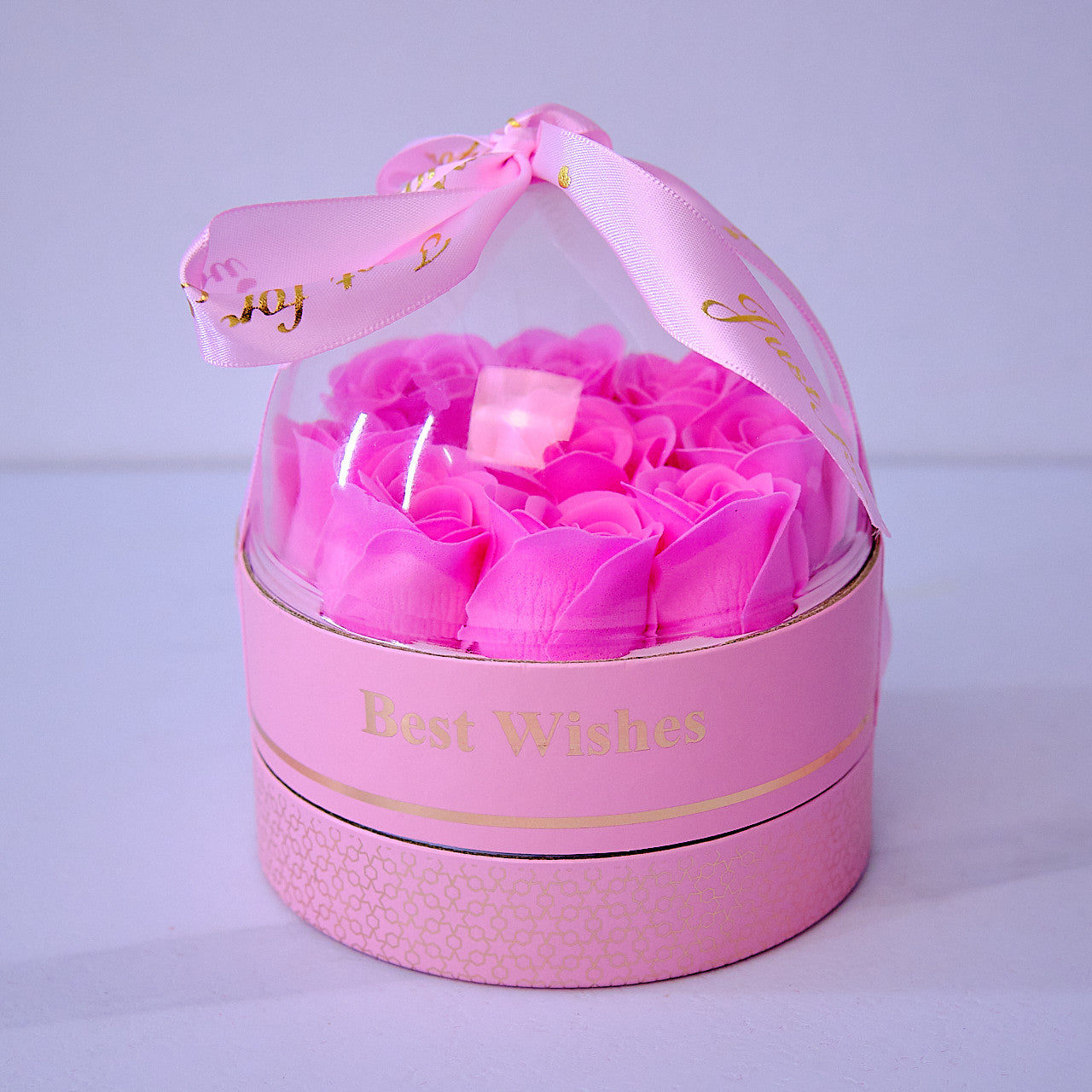 Handmade Preserved Rose Flower Jewelry Box Pink