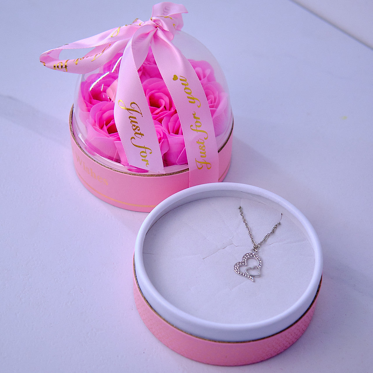 Handmade Preserved Rose Flower Jewelry Box Pink