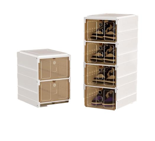 4-Layers Foldable Shoe Storage Cabinet with Doors