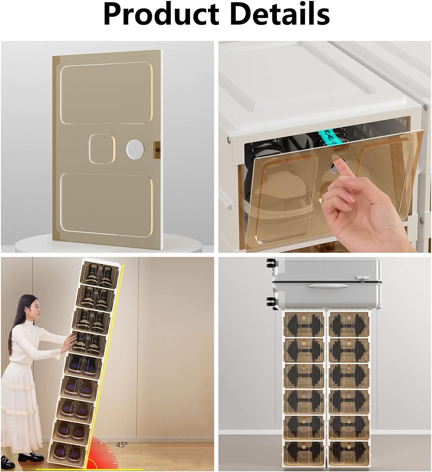4-Layers Foldable Shoe Storage Cabinet with Doors