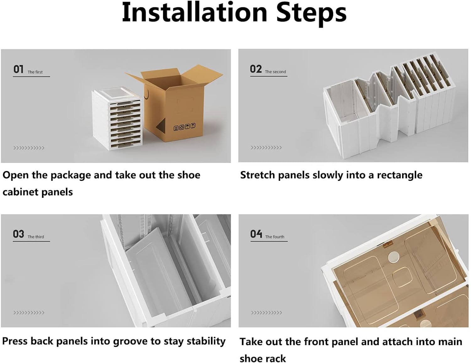 4-Layers Foldable Shoe Storage Cabinet with Doors