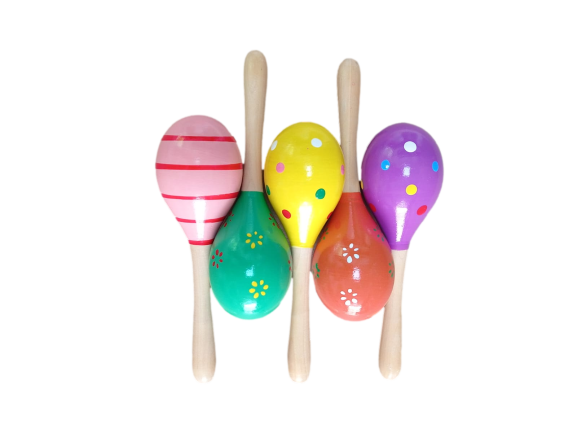 Assorted Wooden Festival Maracas Educational Toy for Kids Children's Percussion Instruments 5-Pieces