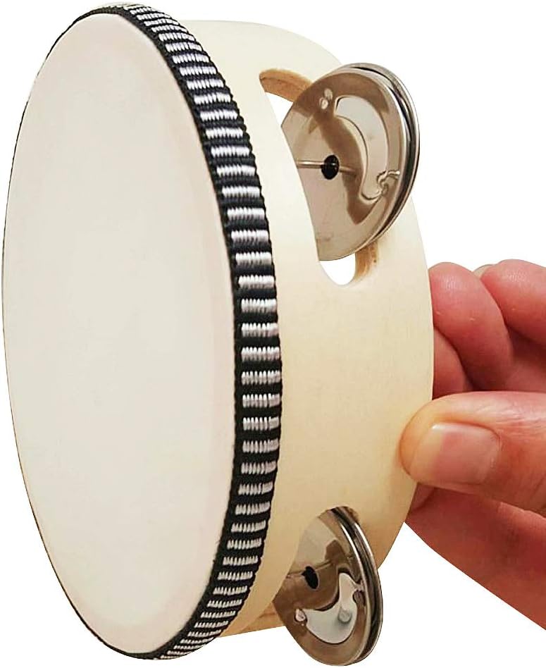 Wooden Drum Tambourine Single Side Percussion Musical Instrument Education Toys for Kids Toddler