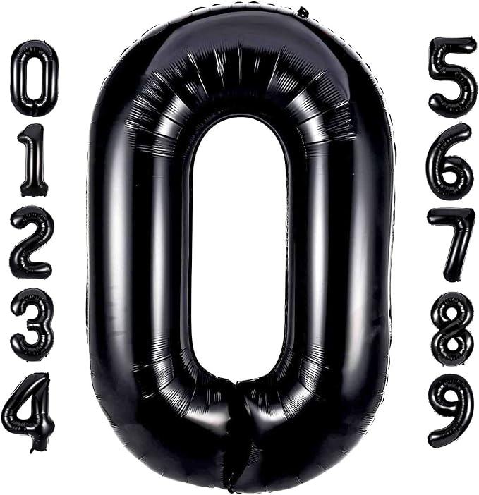40 Inch Extra Big Size  Black Number Balloon 0-9