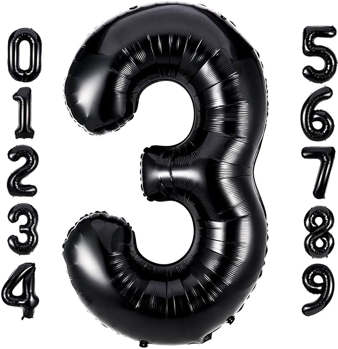 40 Inch Extra Big Size  Black Number Balloon 0-9