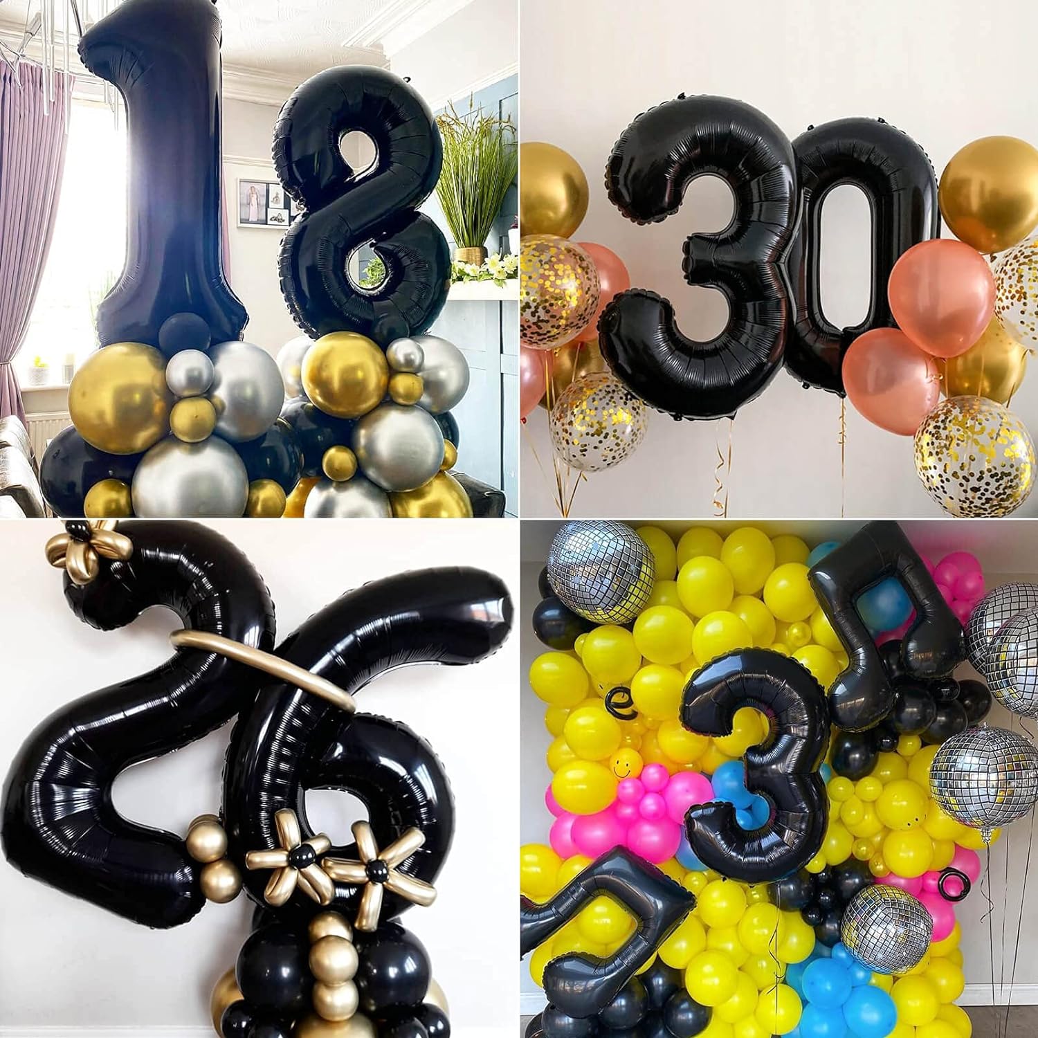 40 Inch Extra Big Size  Black Number Balloon 0-9