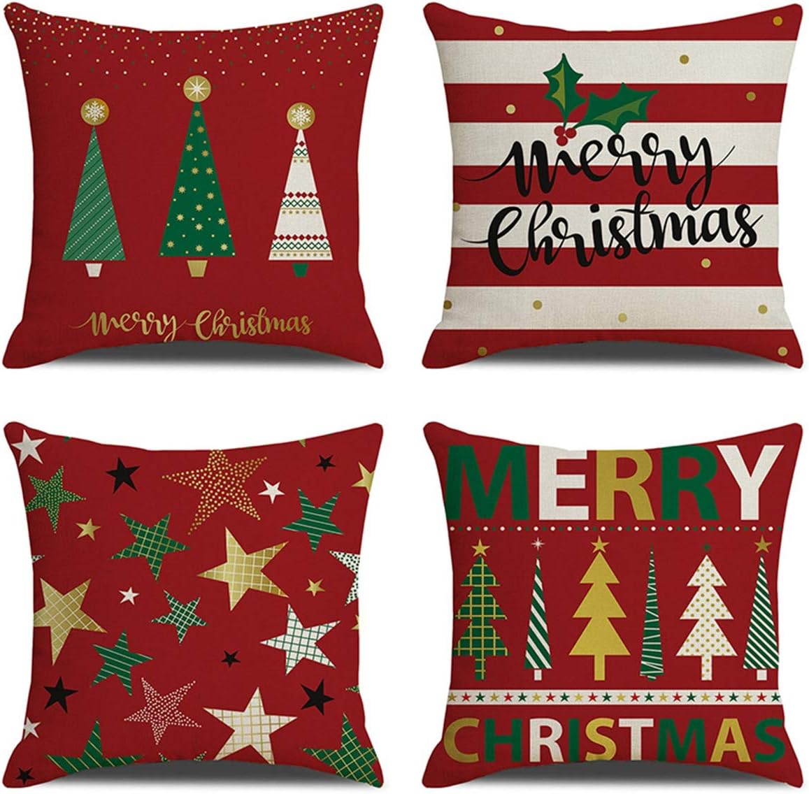 Christmas Occasion Throw Pillow 18x18 inches, Printed Christmas Throw Pillow Set of 4