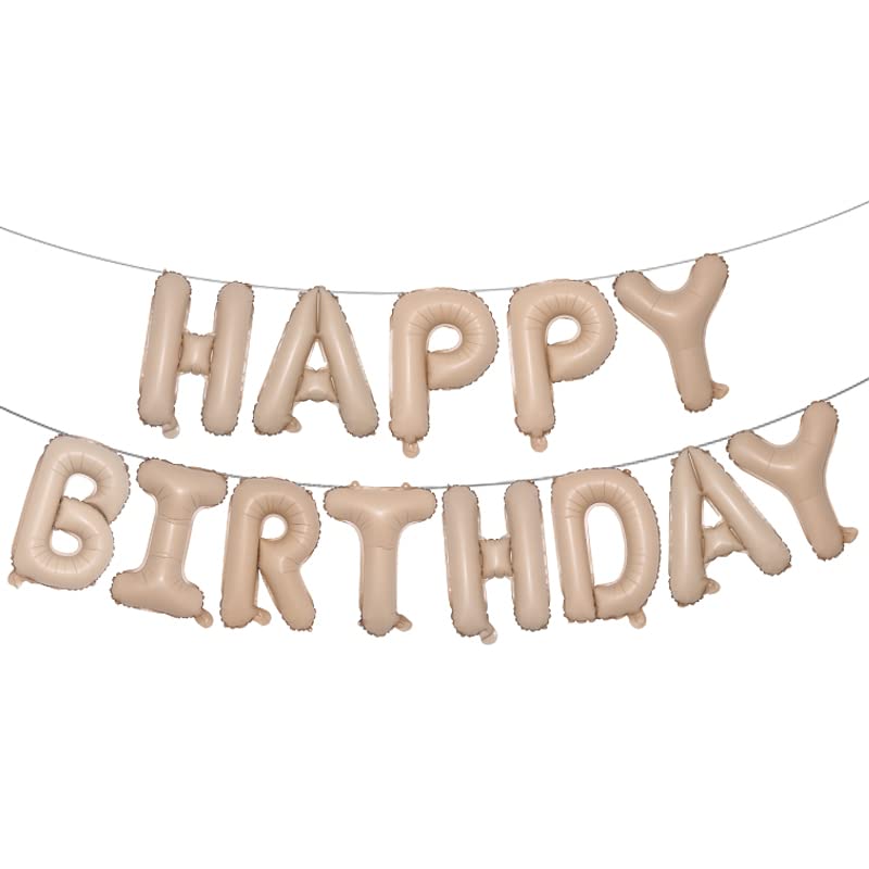 Cream Caramel Happy Birthday Balloon, 16 Inches, Foil Decorations for Parties, Kids, Adults, Birthdays