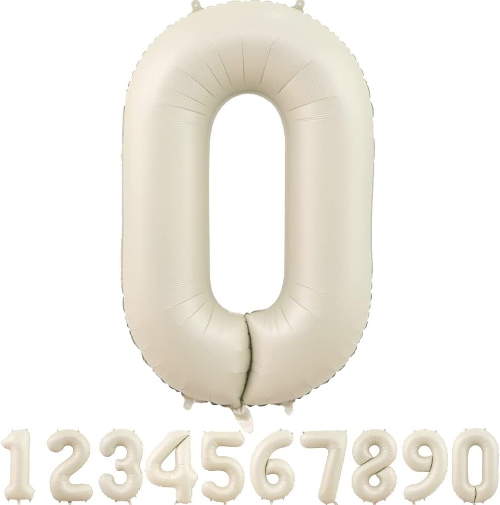 40-Inch Cream White Number Balloons Number 0