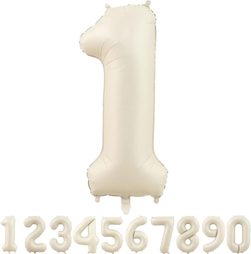 40-Inch Cream White Number Balloons Number 1