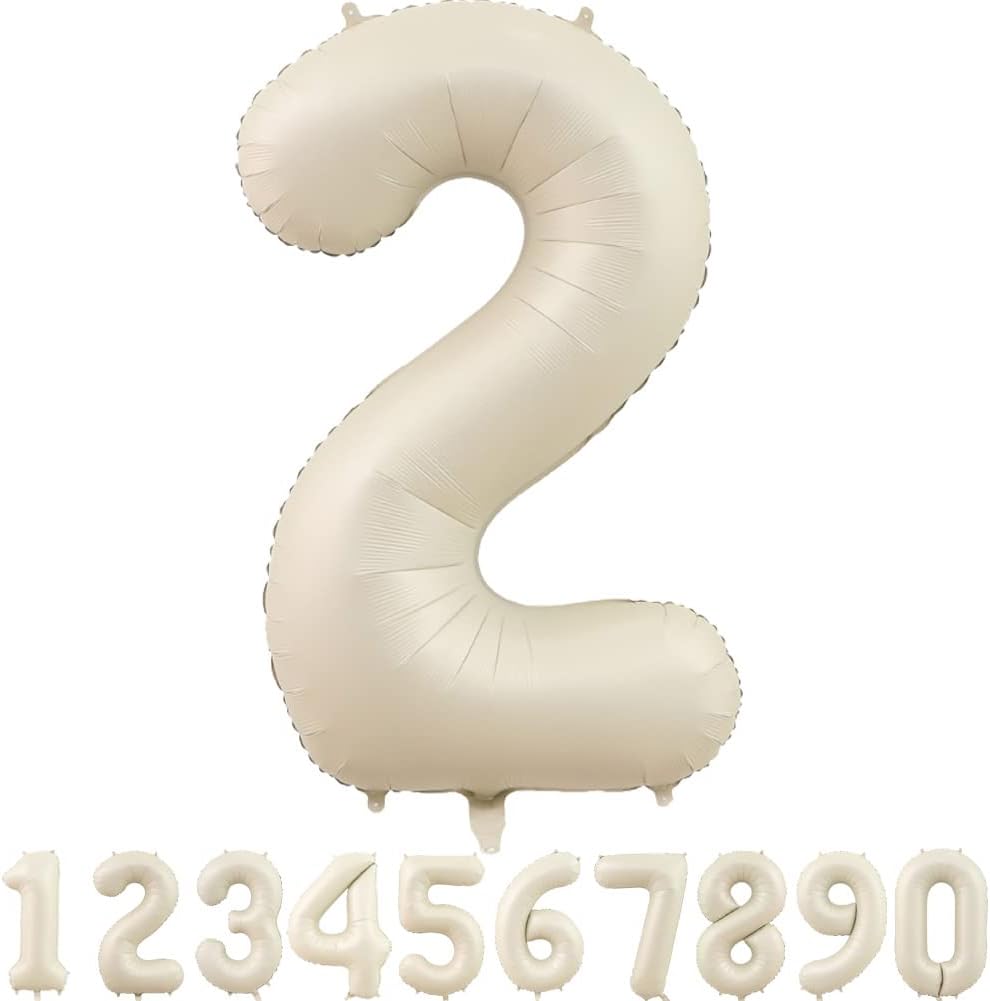 40-Inch Cream White Number Balloons Number 2