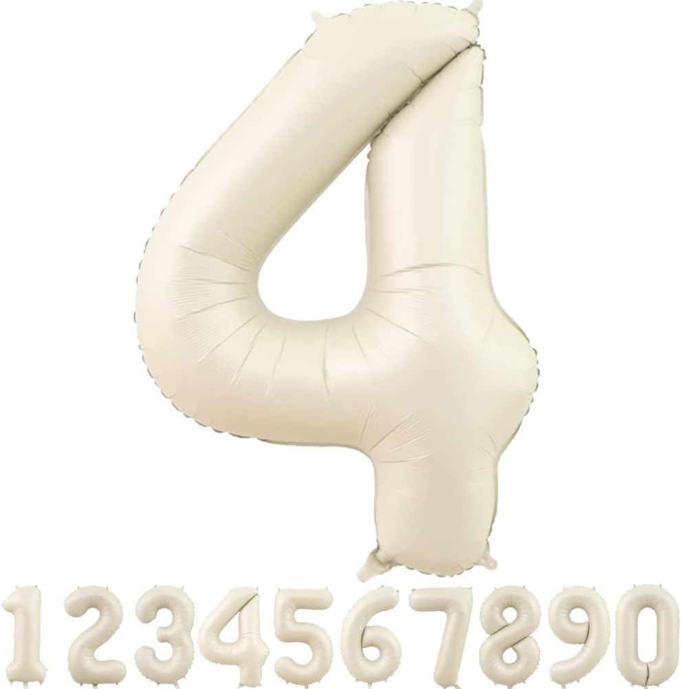 40-Inch Cream White Number Balloons Number 4