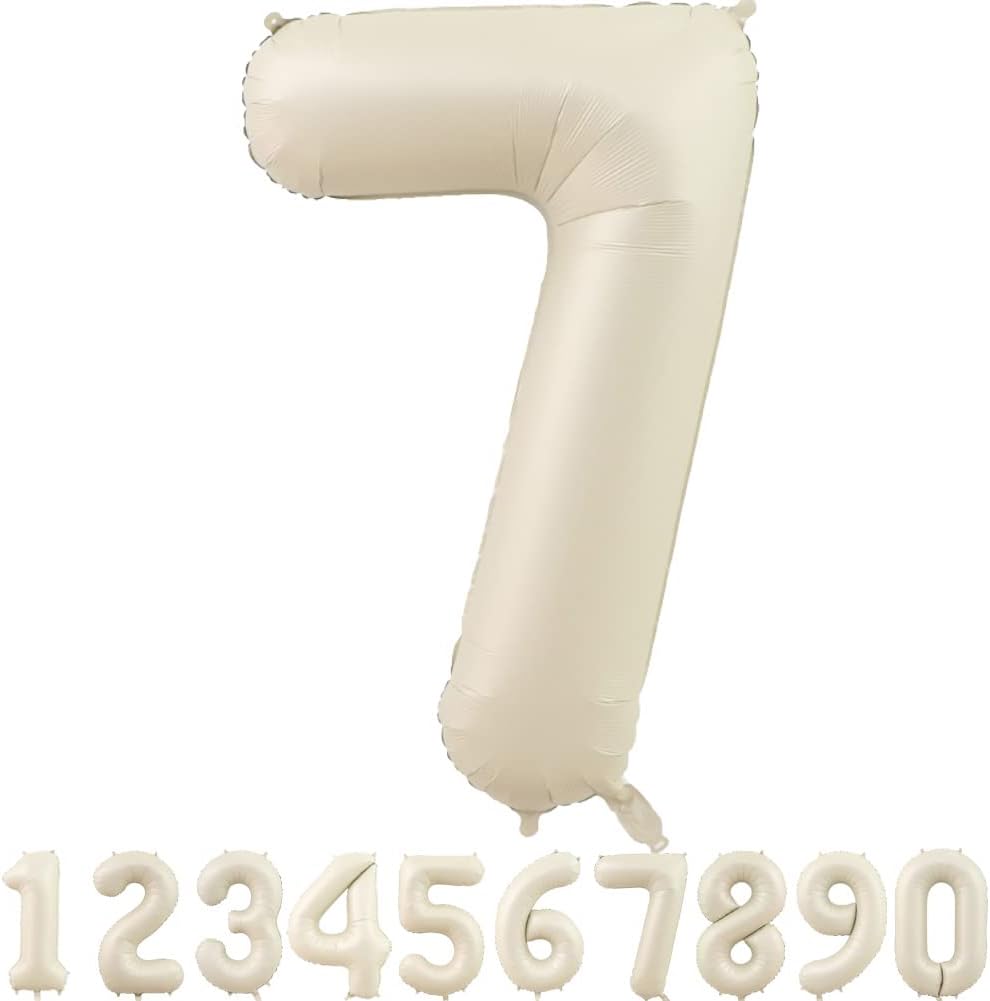 40-Inch Cream White Number Balloons Number 7
