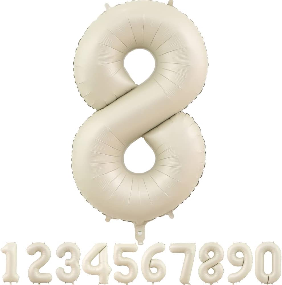 40-Inch Cream White Number Balloons Number 8