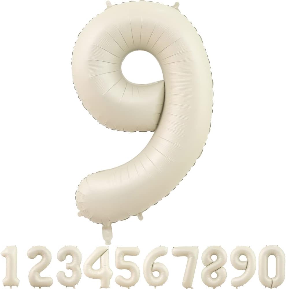 40-Inch Cream White Number Balloons Number 9