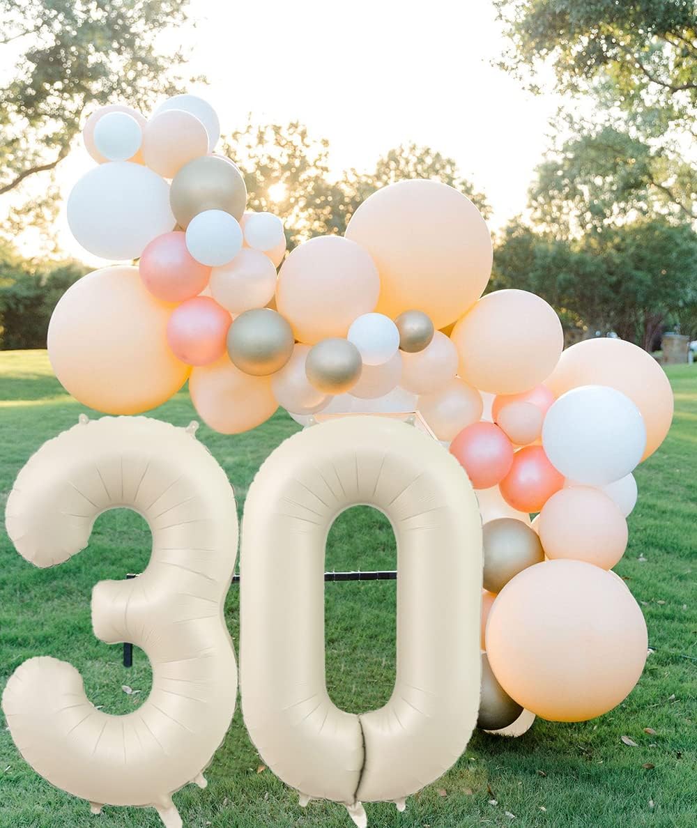 40-Inch Cream White Number Balloons Number 9