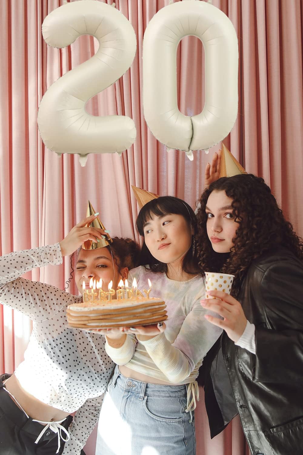 40-Inch Cream White Number Balloons Number 4