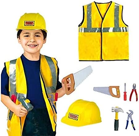 7pcs Construction Worker Costume Role Play Kit Set