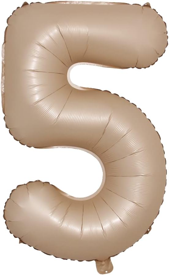 40-inches Large Foil Helium Number Balloon Cream Caramel Color 0-9