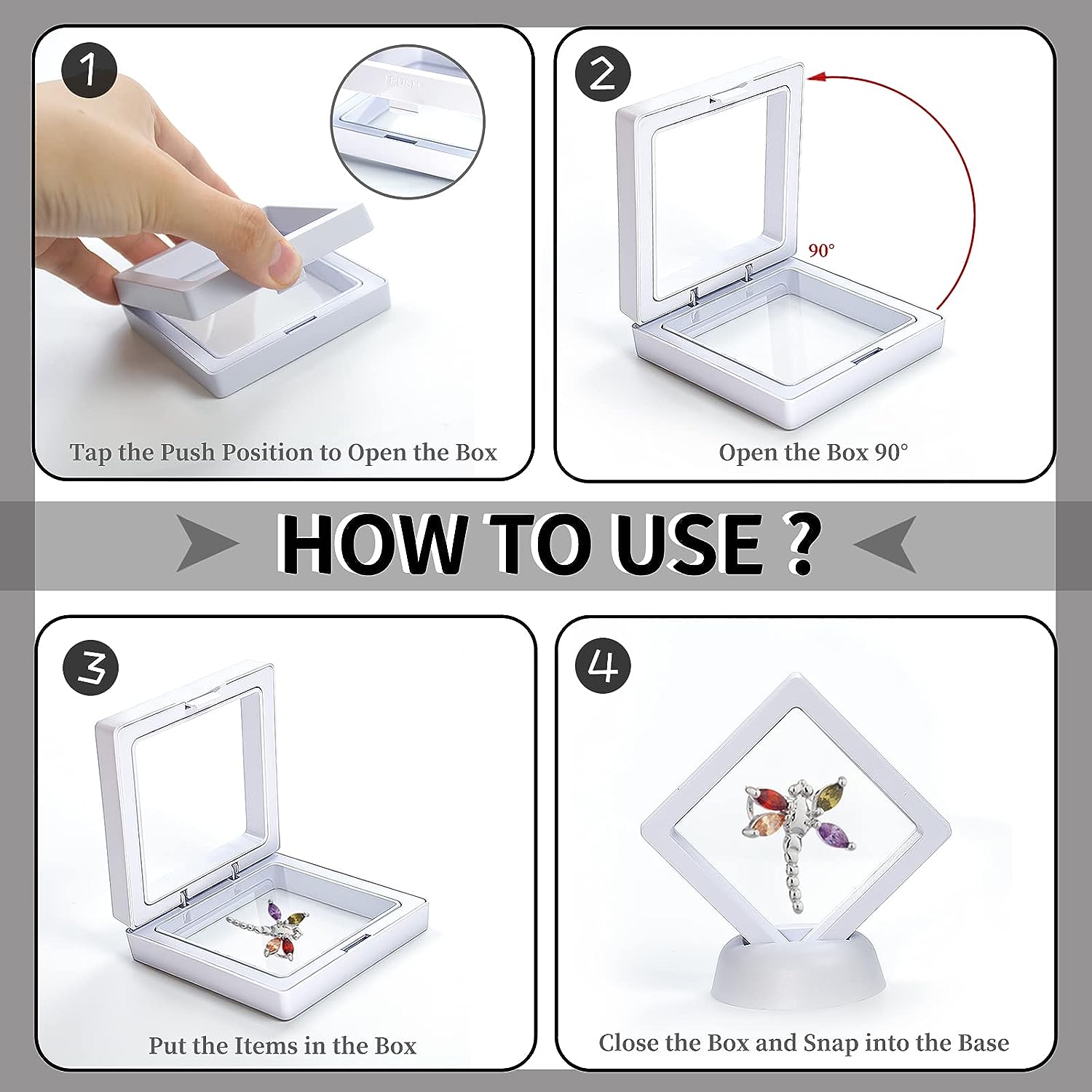 10-Pieces Floating Thin Film Jewelry Storage Box Case Holder for Ring Necklace Bracelet and Earring