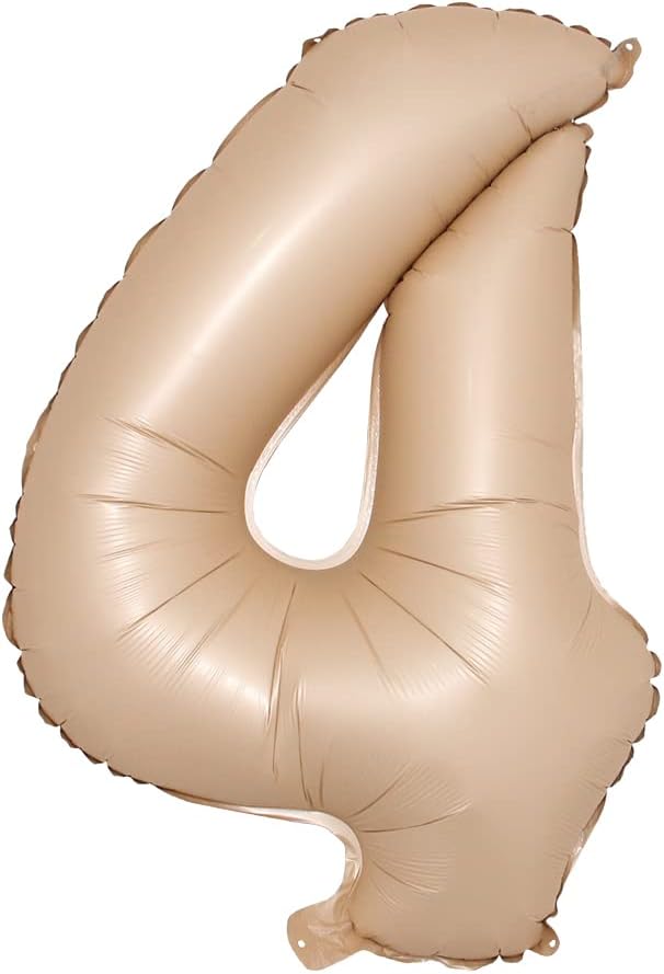 40-inches Large Foil Helium Number Balloon Cream Caramel Color 0-9