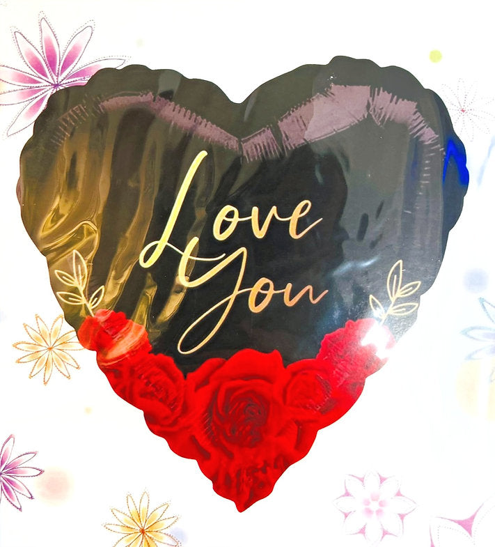 Sophisticated Red and Black Heart Shape Balloon for Valentines Day 18-inches